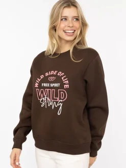 Sweatshirt "Wild Side" in Braun