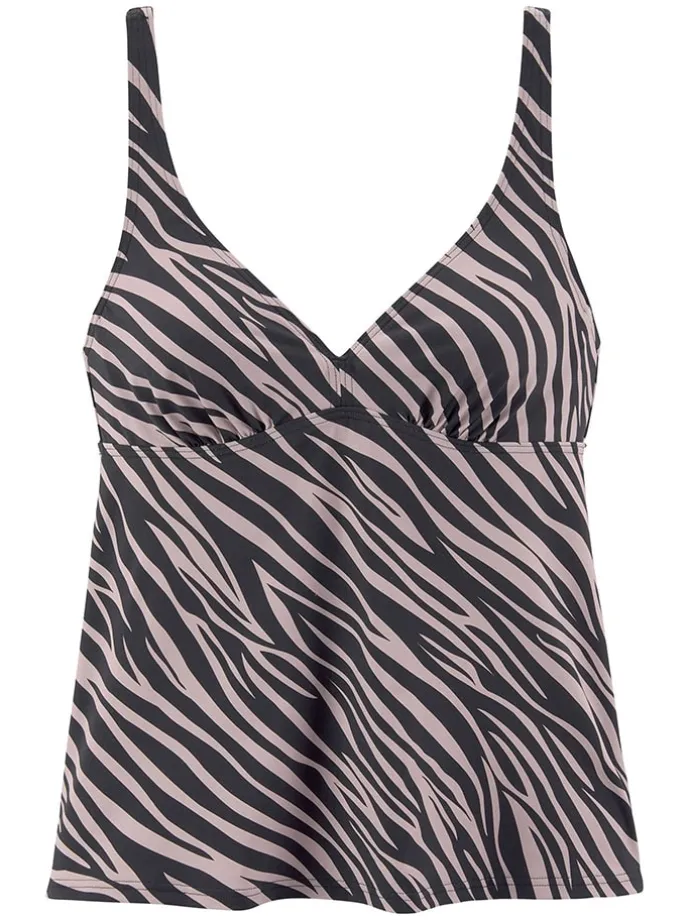 Tankini-Oberteil in Schwarz/ Grau