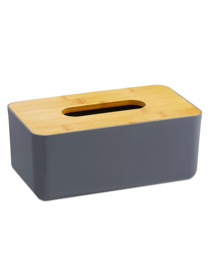 Taschentuchbox in Grau/Natur