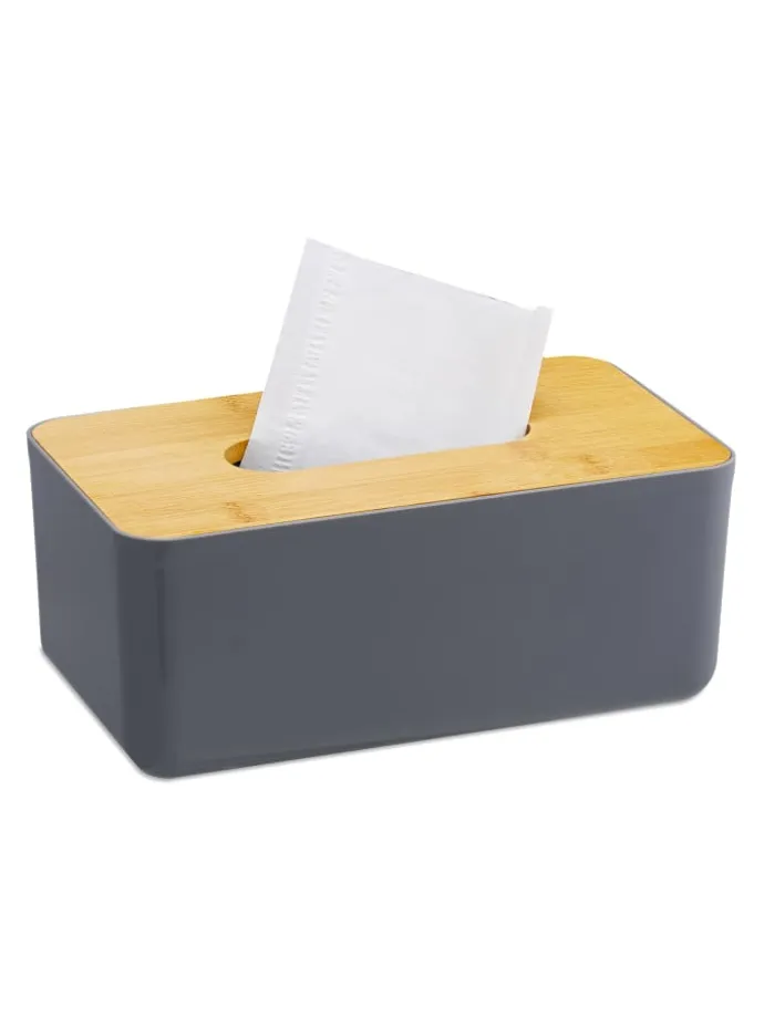 Taschentuchbox in Grau/Natur