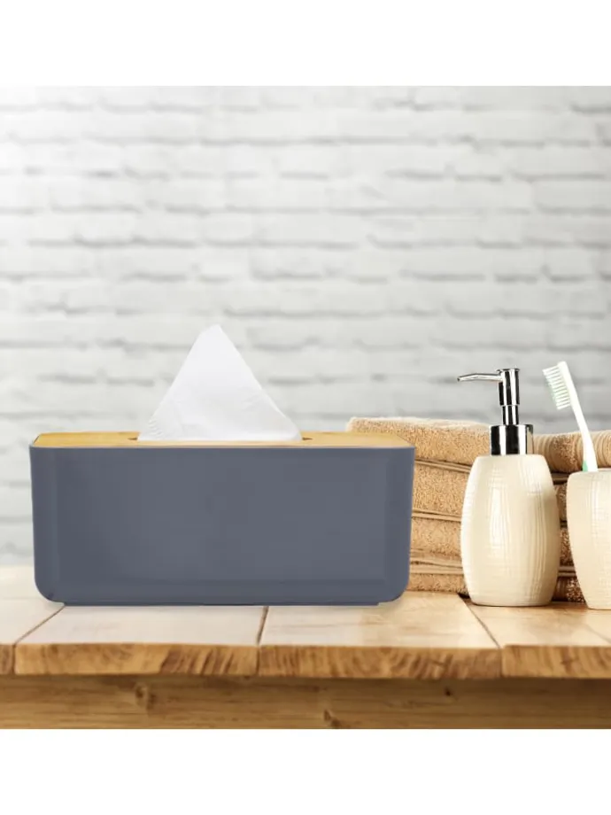 Taschentuchbox in Grau/Natur