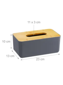 Taschentuchbox in Grau/Natur