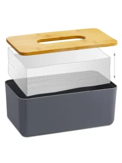 Taschentuchbox in Grau/Natur