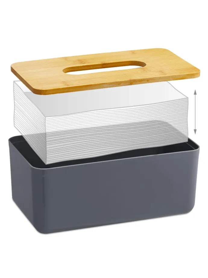 Taschentuchbox in Grau/Natur