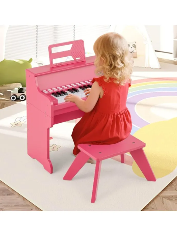 25-Tasten Keyboard mit Hocker ab 3 Jahren in Rosa