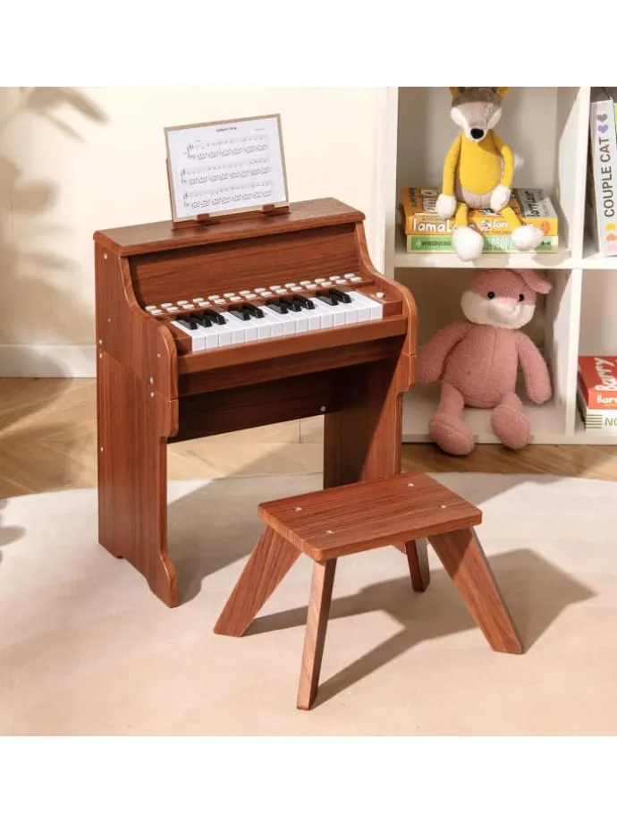 25-Tasten Keyboard mit Hocker ab 3 Jahren in Braun