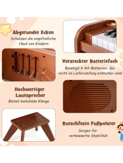 25-Tasten Keyboard mit Hocker ab 3 Jahren in Braun