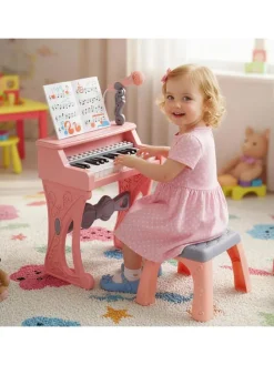25-Tasten Kinder Keyboard ab 3 Jahren mit Hocker in Rosa