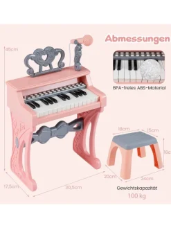 25-Tasten Kinder Keyboard ab 3 Jahren mit Hocker in Rosa