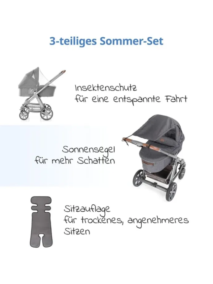 3-teiliges Komfort- und Schutz-Set für Buggy in grau