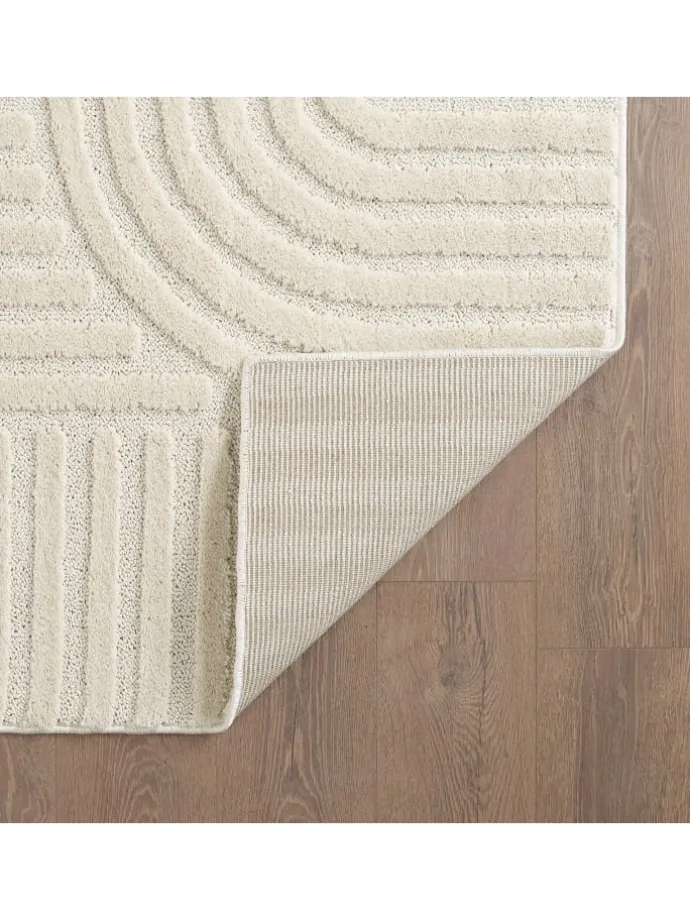 Teppich Hochflor Skandi-Boho Muster Polypropylen Wohnzimmer in Creme