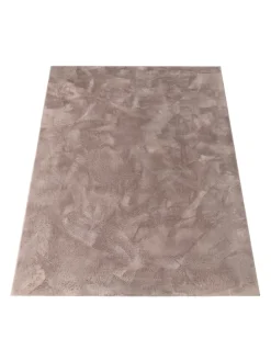 Teppich Kurzflor waschbar Einfarbig Wohnzimmer in Taupe