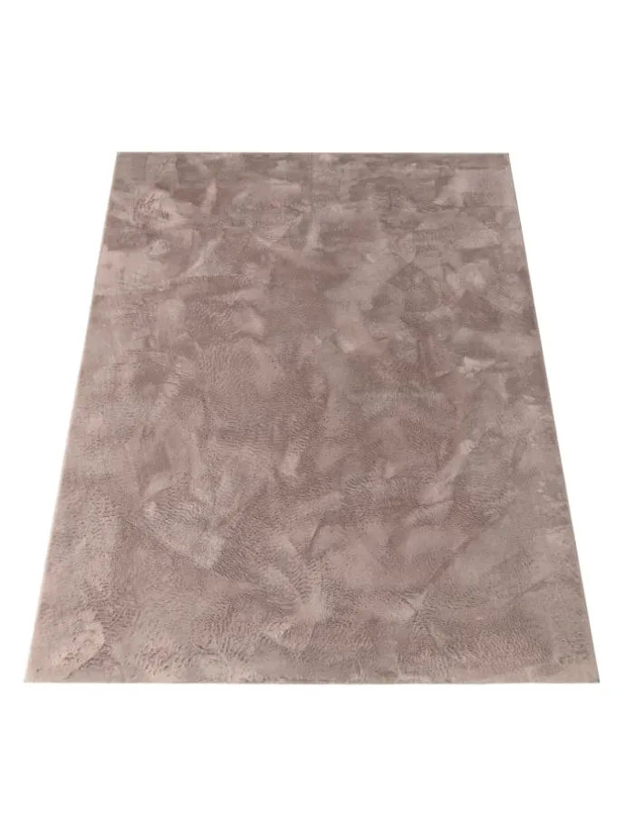Teppich Kurzflor waschbar Einfarbig Wohnzimmer in Taupe