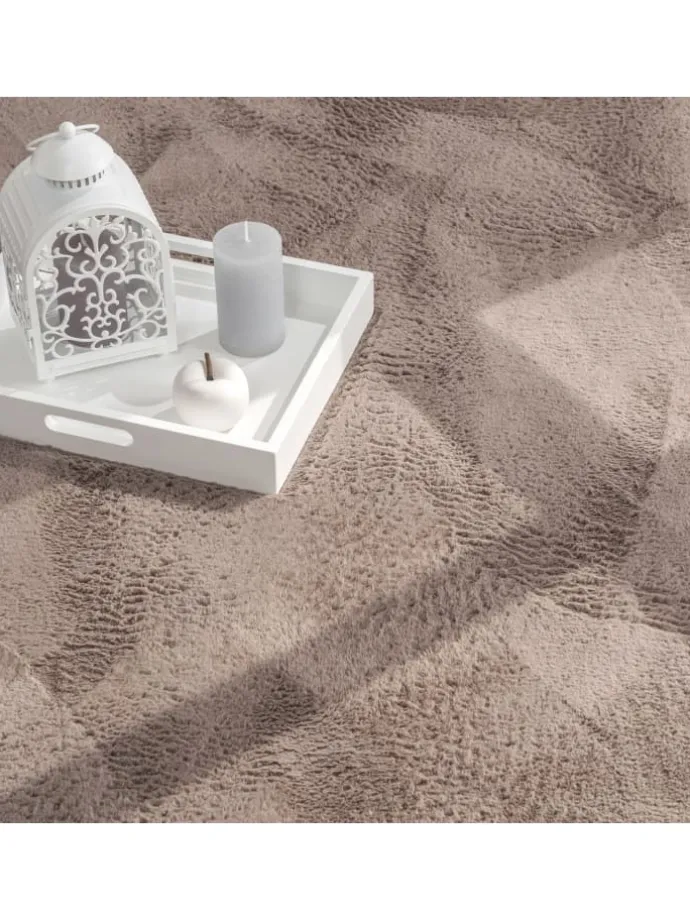 Teppich Kurzflor waschbar Einfarbig Wohnzimmer in Taupe