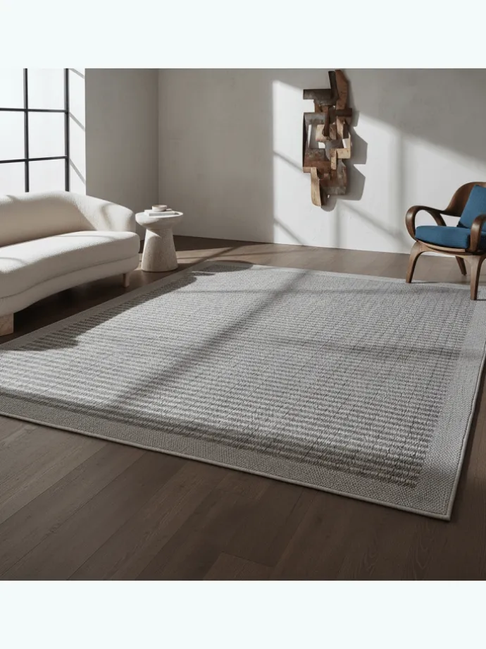 Teppich Outdoor Flachgewebe Uni-Farbe Polypropylen Balkon in Grau