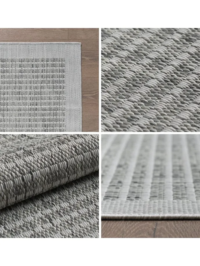 Teppich Outdoor Flachgewebe Uni-Farbe Polypropylen Balkon in Grau