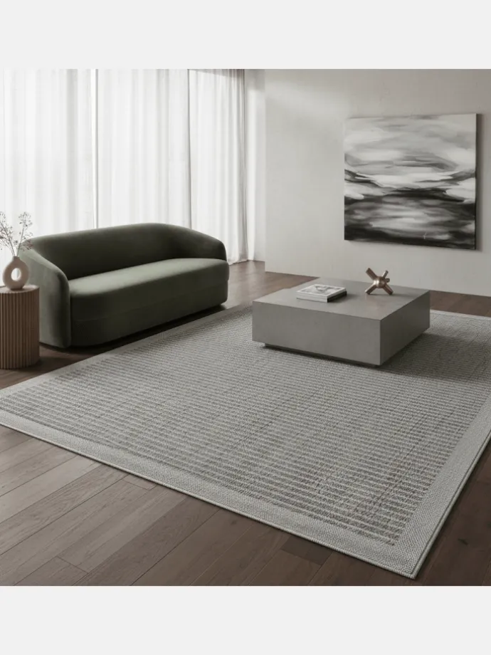 Teppich Outdoor Flachgewebe Uni-Farbe Polypropylen Balkon in Grau