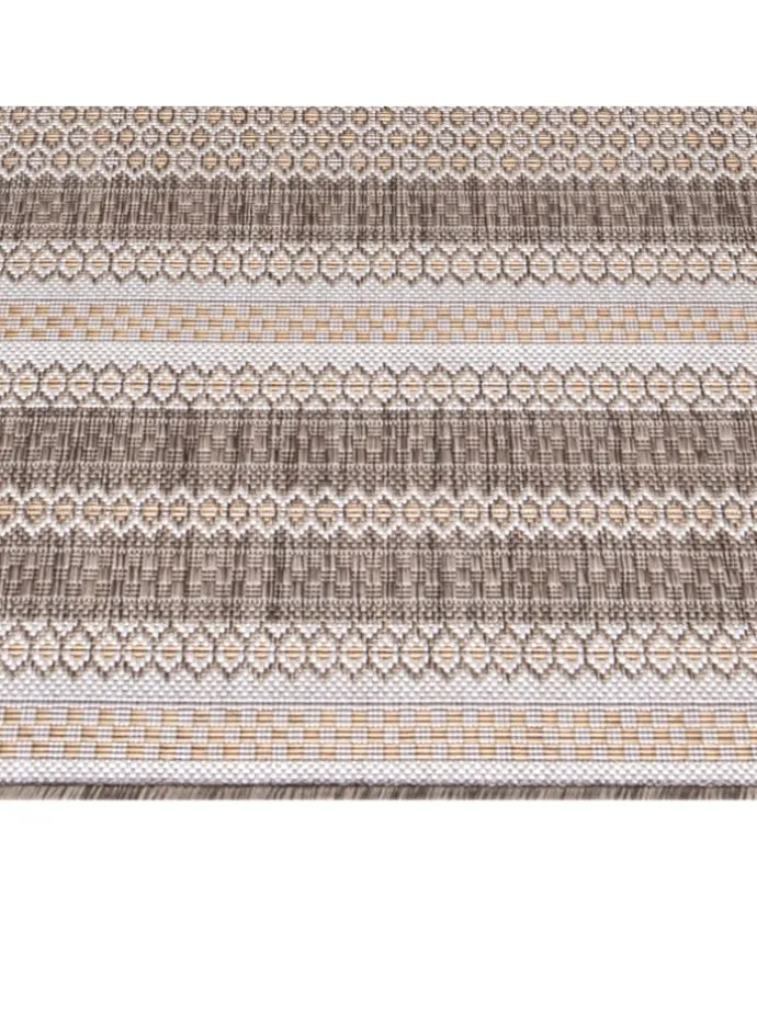 Teppich Outdoor Flachgewebe Vintage-Look Polypropylen Balkon in Beige