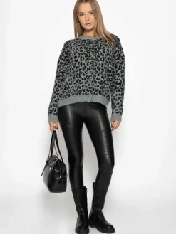 Thermo High-Rise Biker-Leggings in Lederoptik in Schwarz