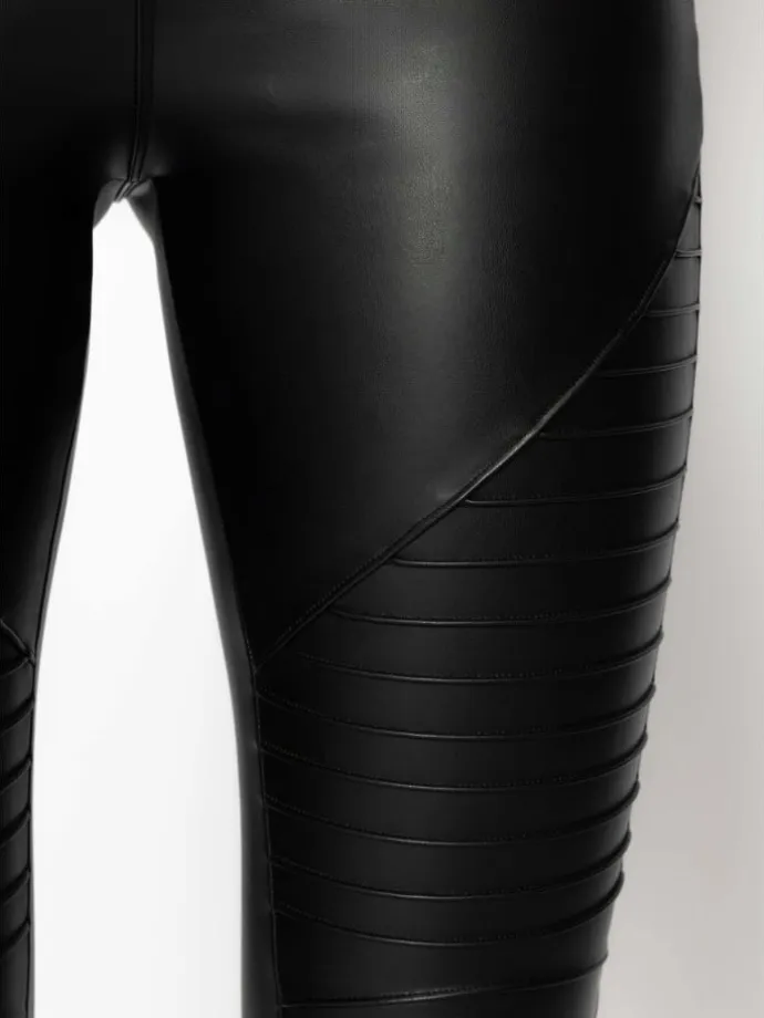 Thermo High-Rise Biker-Leggings in Lederoptik in Schwarz