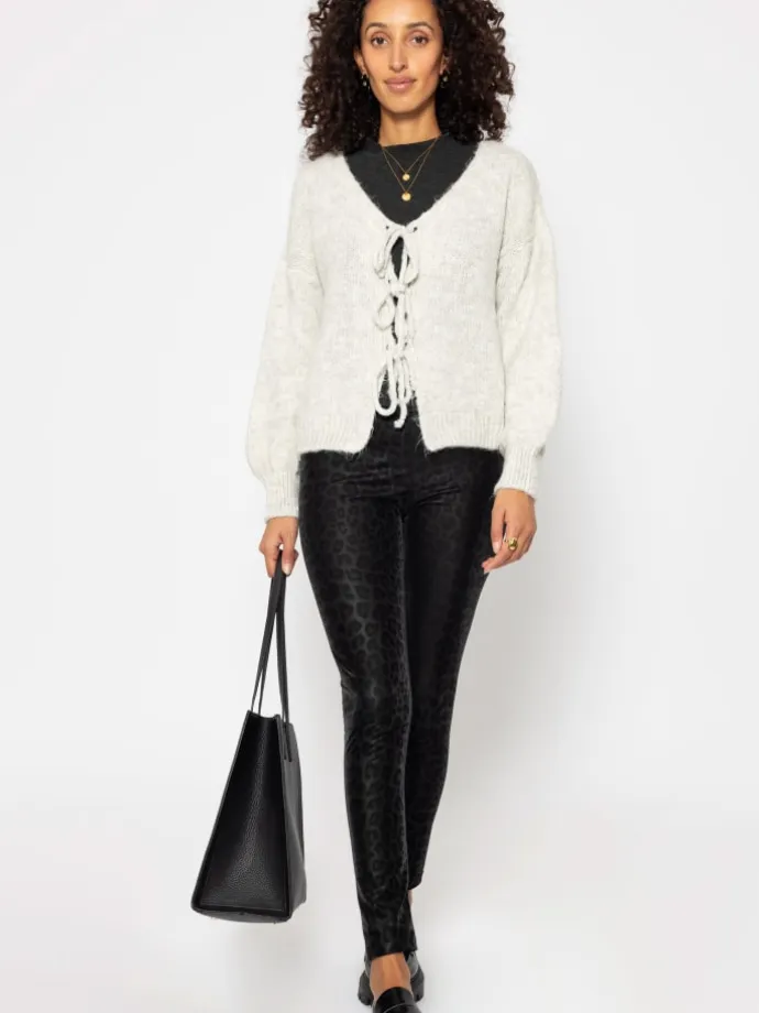 Thermo Kunstleder Leggings mit Leo Print in Schwarz
