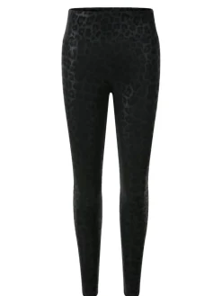 Thermo Kunstleder Leggings mit Leo Print in Schwarz
