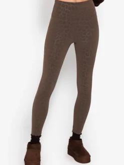 Thermo Kunstleder Leggings mit Leo Print in Braun