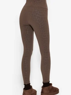 Thermo Kunstleder Leggings mit Leo Print in Braun