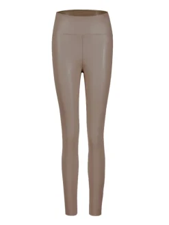 Thermo Leggings in Lederoptik in Taupe