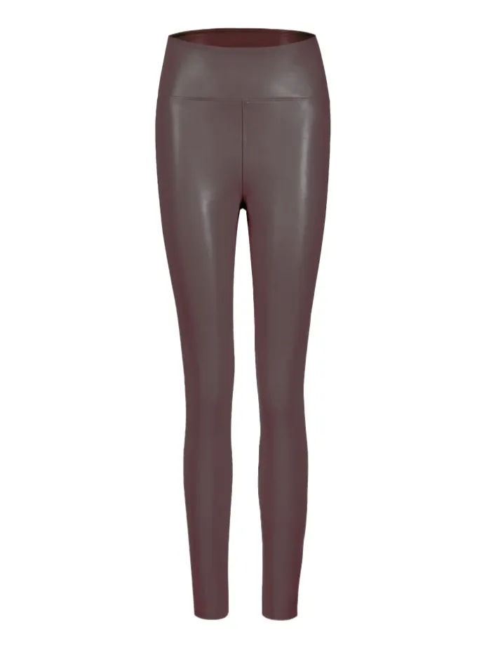 Thermo Leggings in Lederoptik in Braun