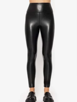 Thermo Leggings in Lederoptik in Schwarz