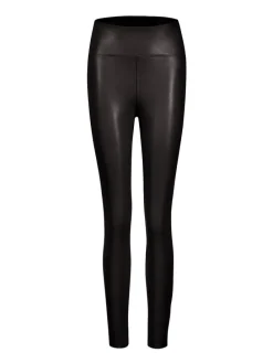 Thermo Leggings in Lederoptik in Schwarz