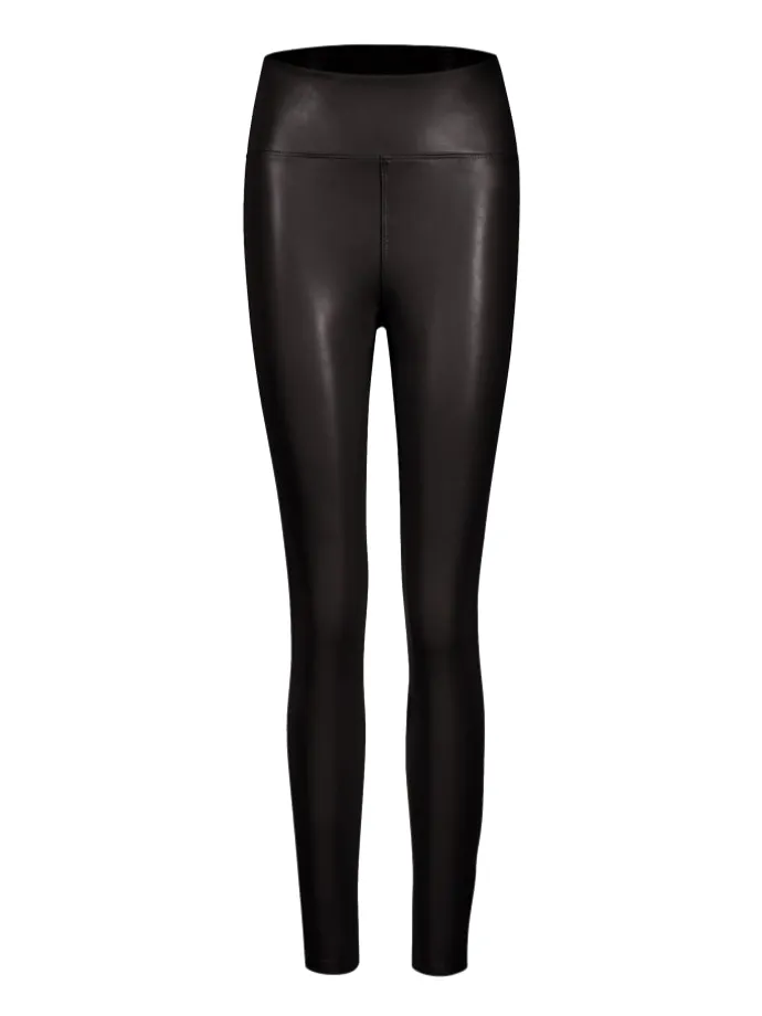 Thermo Leggings in Lederoptik in Schwarz