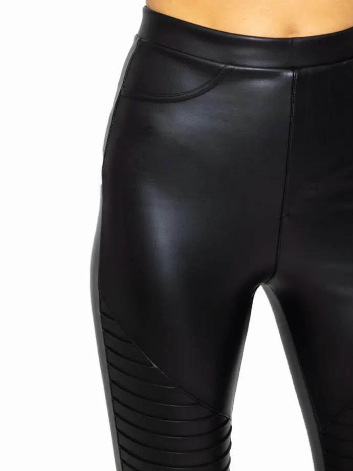 Thermo Leggings in Lederoptik in Schwarz