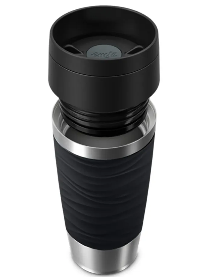 Thermobecher "Travel Mug Waves" in Schwarz - 360 ml