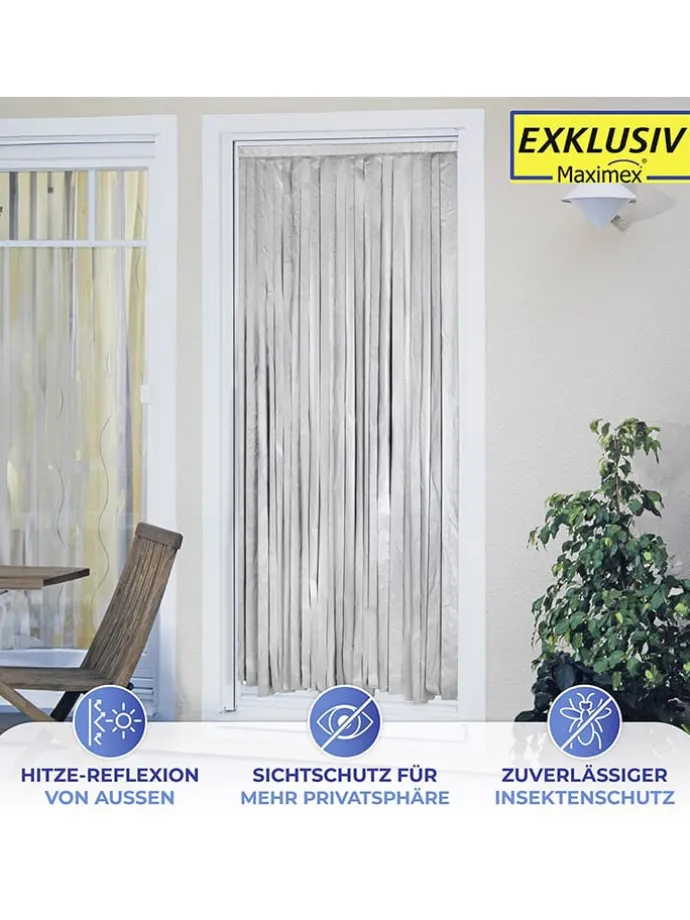 Thermo-Türvorhang in Schwarz/ Silber - (L)200 x (B)90 cm