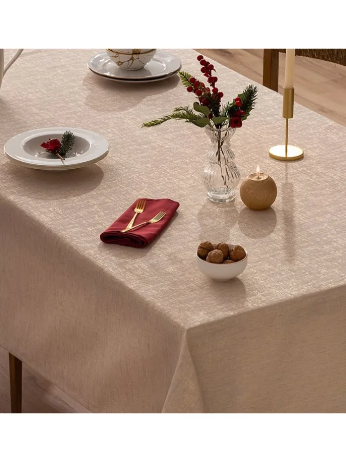 Tischdecke "Christmas Glit" in Creme/ Gold