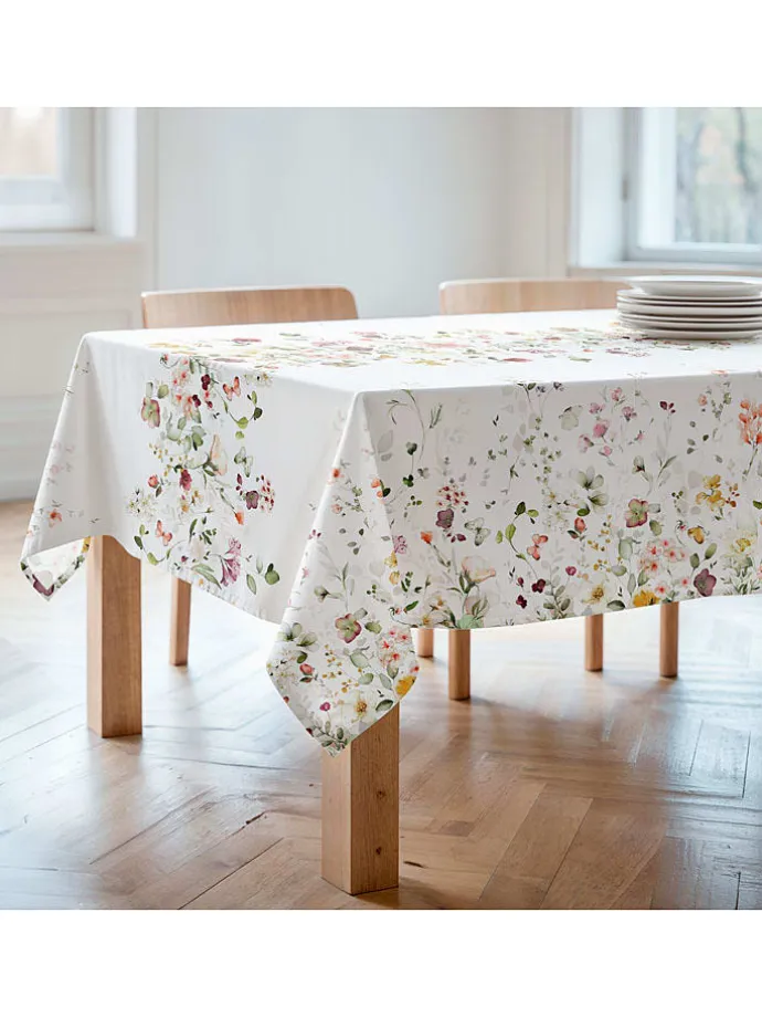 Tischdecke "Floral And Tropical Durana" in Weiß/ Grün/ Rosa
