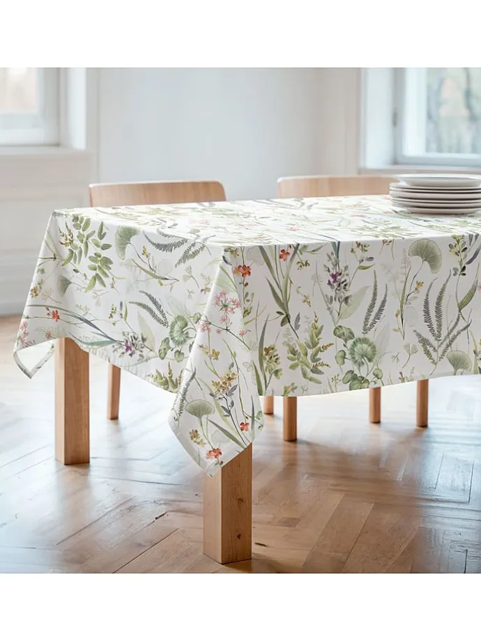 Tischdecke "Floral And Tropical Jayla" in Weiß/ Grün/ Rosa