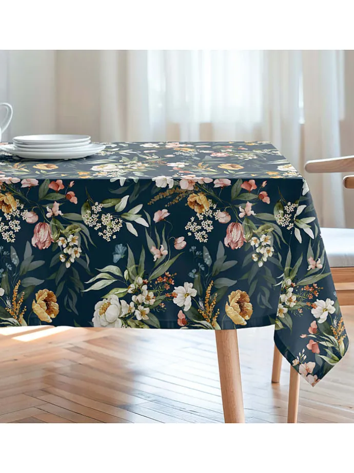 Tischdecke "Floral And Tropical Kendra" in Dunkelblau/ Grün/ Rosa