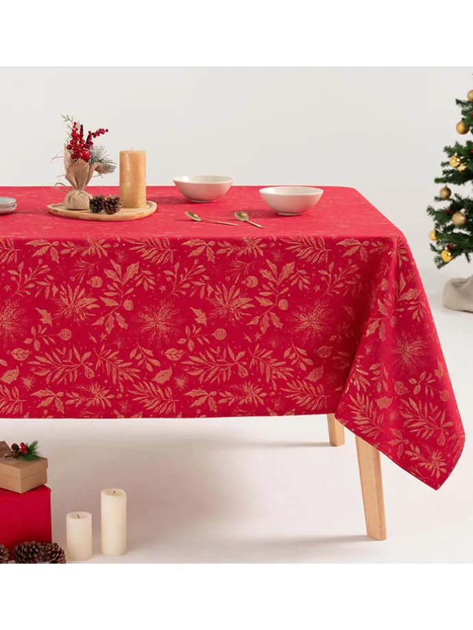 Tischdecke in Rot/ Gold