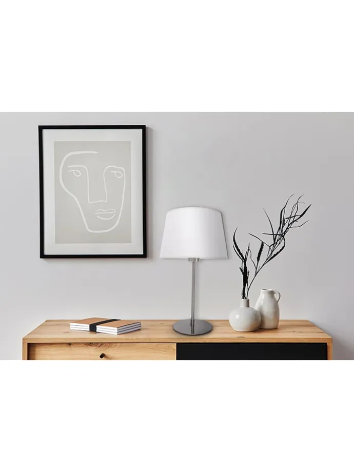 Tischleuchte "Bologna" in Chrom/ Weiß - (H)45 cm