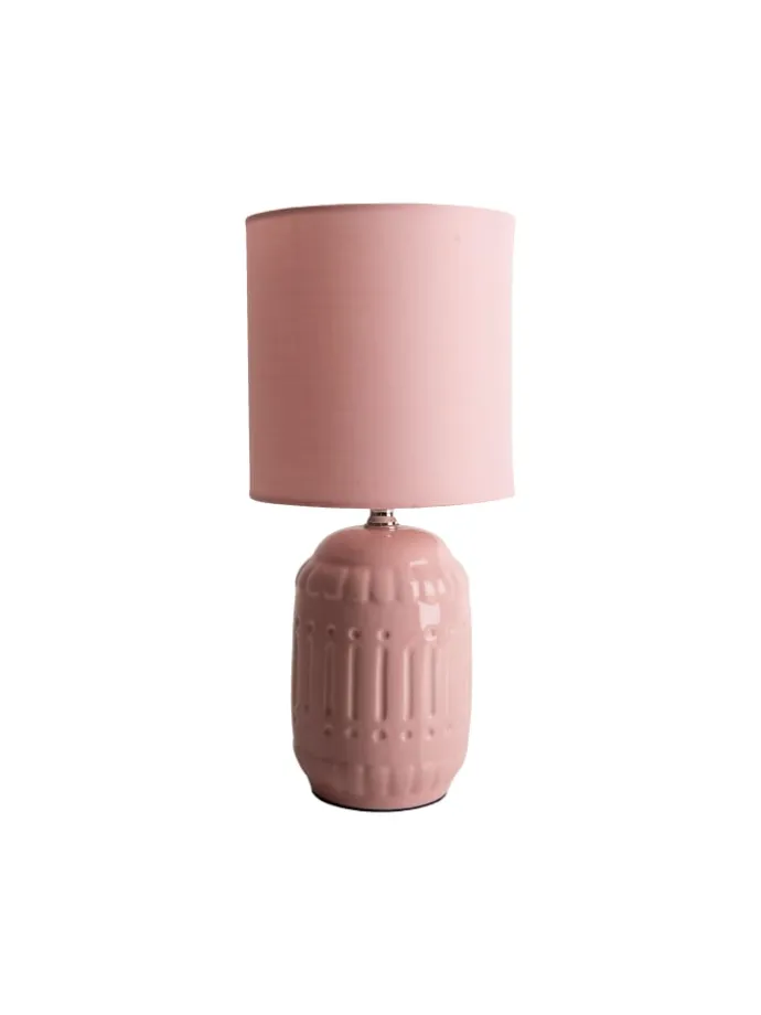 Tischleuchte "ERIDA" in rosé/lachs - (L)13.5 cm x (B)13.5 cm x (H)30 cm