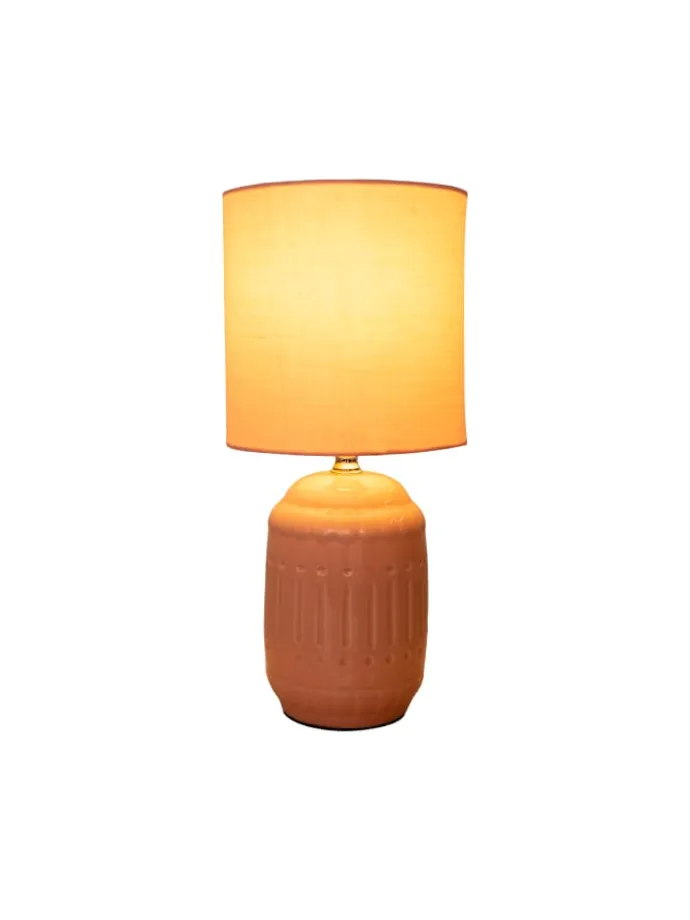 Tischleuchte "ERIDA" in rosé/lachs - (L)13.5 cm x (B)13.5 cm x (H)30 cm