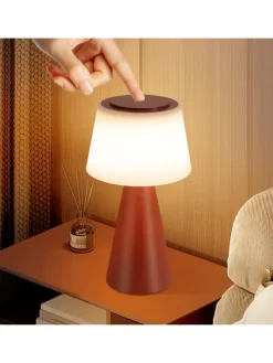 Tischleuchte LED in rot Touch Dimmbar 3600mhA Kabellos Akku