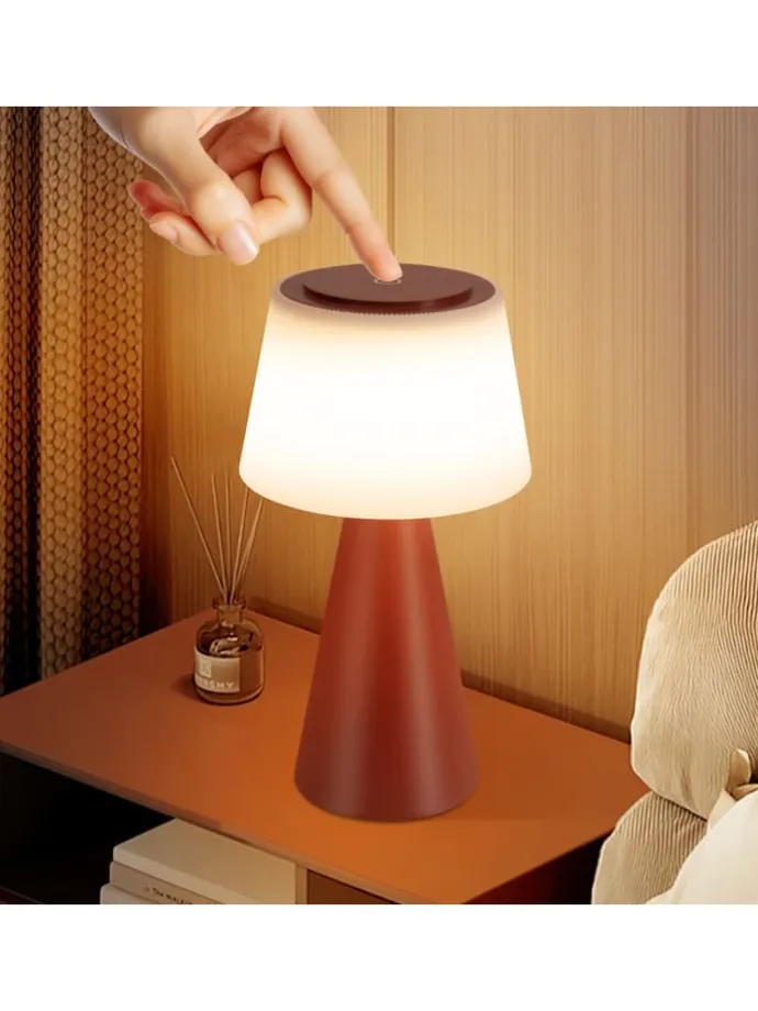 Tischleuchte LED in rot Touch Dimmbar 3600mhA Kabellos Akku