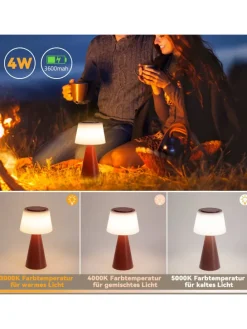 Tischleuchte LED in rot Touch Dimmbar 3600mhA Kabellos Akku