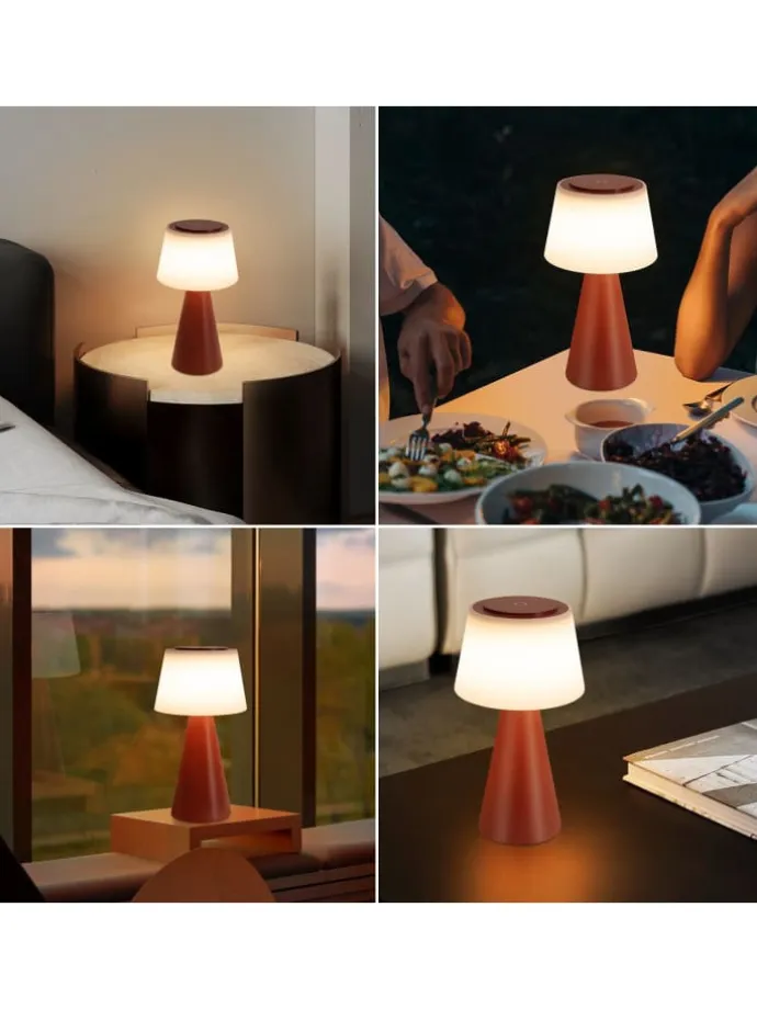 Tischleuchte LED in rot Touch Dimmbar 3600mhA Kabellos Akku
