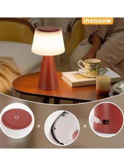 Tischleuchte LED in rot Touch Dimmbar 3600mhA Kabellos Akku
