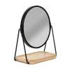 Tischspiegel "Padma" in Schwarz/ Natur - (B)15,4 x (H)15,4 x (T)1,4 cm